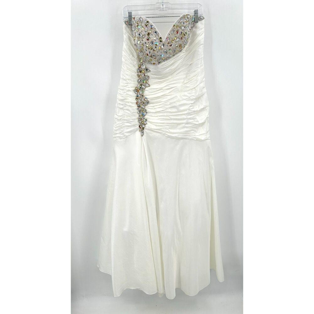 ASPEED Vintage Ivory White Beaded Strapless Sweetheart Ruched Wedding Dress XL
